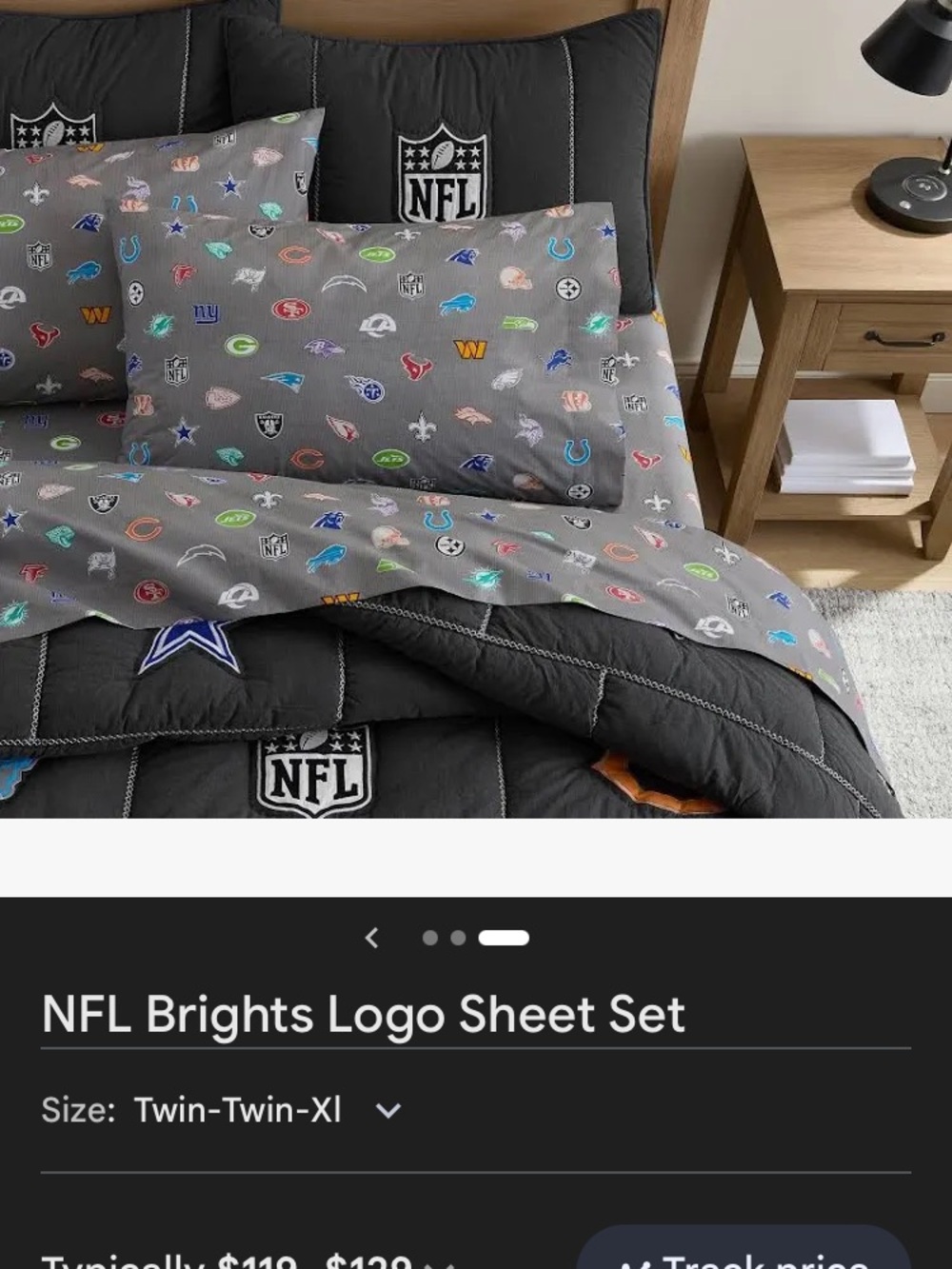 Pottery Barn Teen NFL Brights Logo Sheet Set 3 pcs twin xl long - Picture 2 of 8